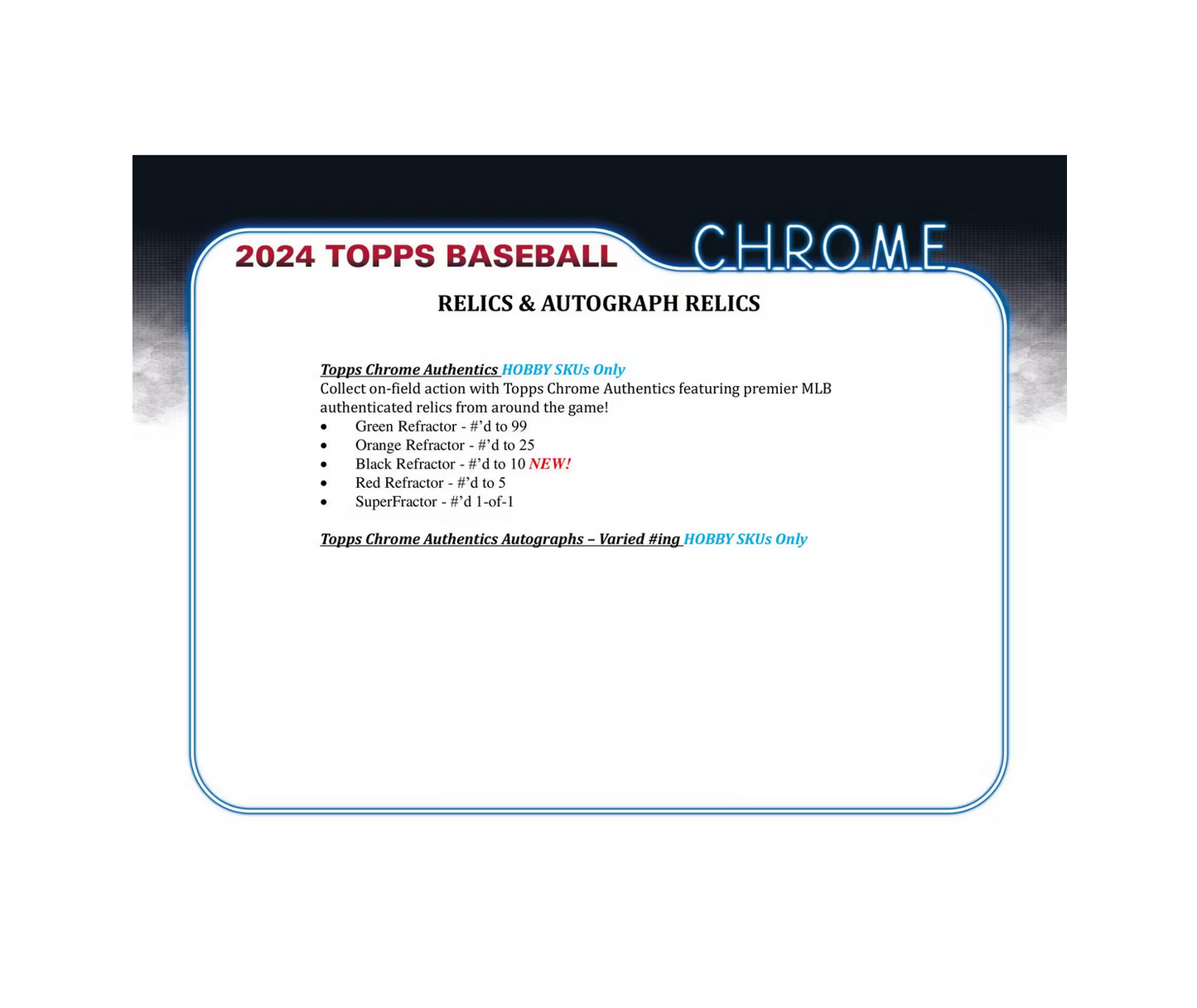 2024 Topps Chrome Baseball Hobby Box