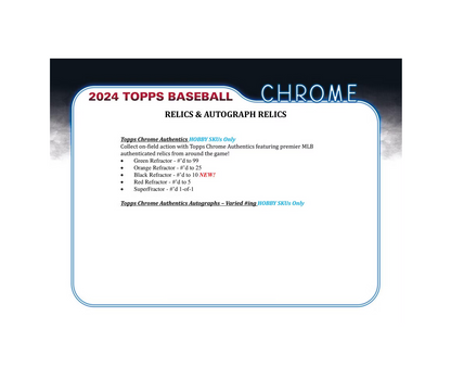 2024 Topps Chrome Baseball Hobby Box