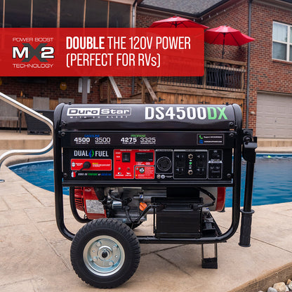 DuroStar DS4500DX 4,500W/3,500W 210cc Electric Start Dual Fuel Portable Generator w/ CO Alert