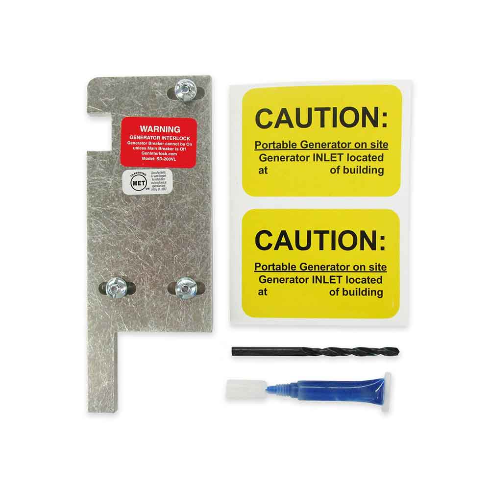 GenInterlock SD-200VL Generator Interlock Kit Breaker Panel 150/200 Amp 3-1/4 -4" Square D Vertical Throw