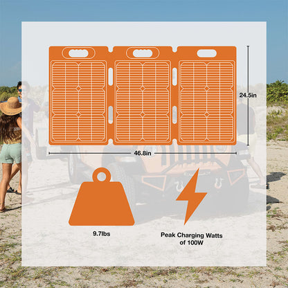 Generac GS100 100 Watts Solar Panels for Power Stations w/ Tri-Fold Design