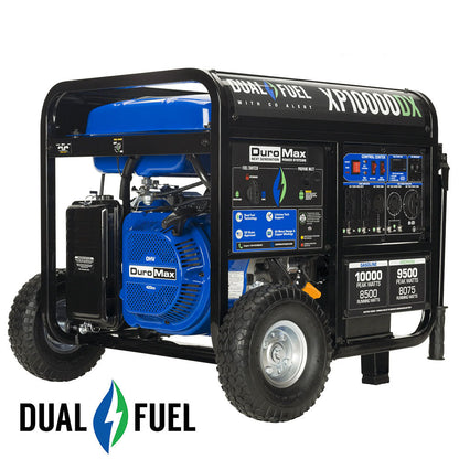 DuroMax XP10000DX 10,000 Watt Dual Fuel Gas Propane Portable Generator w/ CO Alert