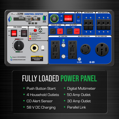 DuroMax XP11000iH 11,000 Watt Portable Dual Fuel Inverter Generator w/ CO Alert