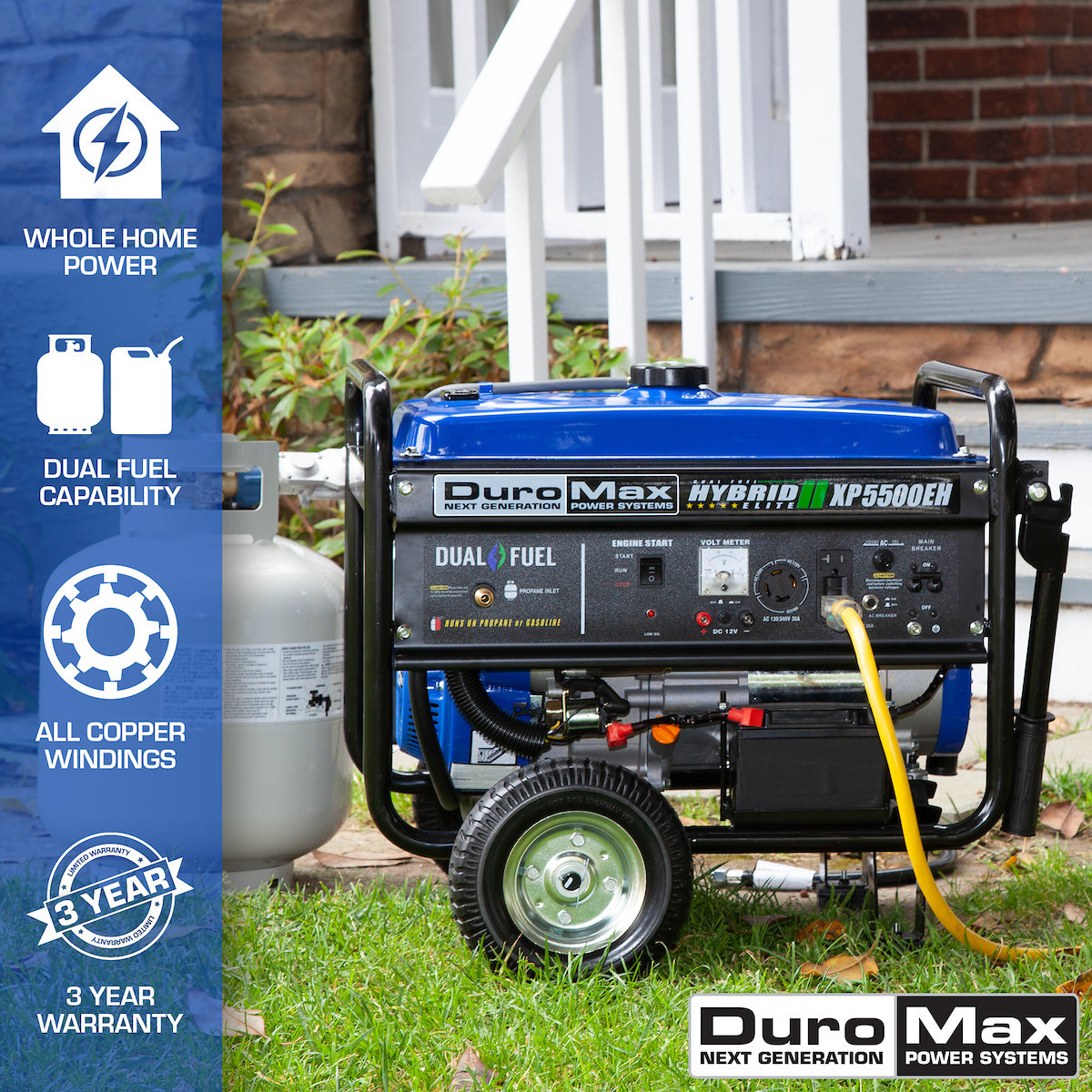 DuroMax XP5500EH 5,500 Watt Portable Dual Fuel Gas Propane Powered Generator