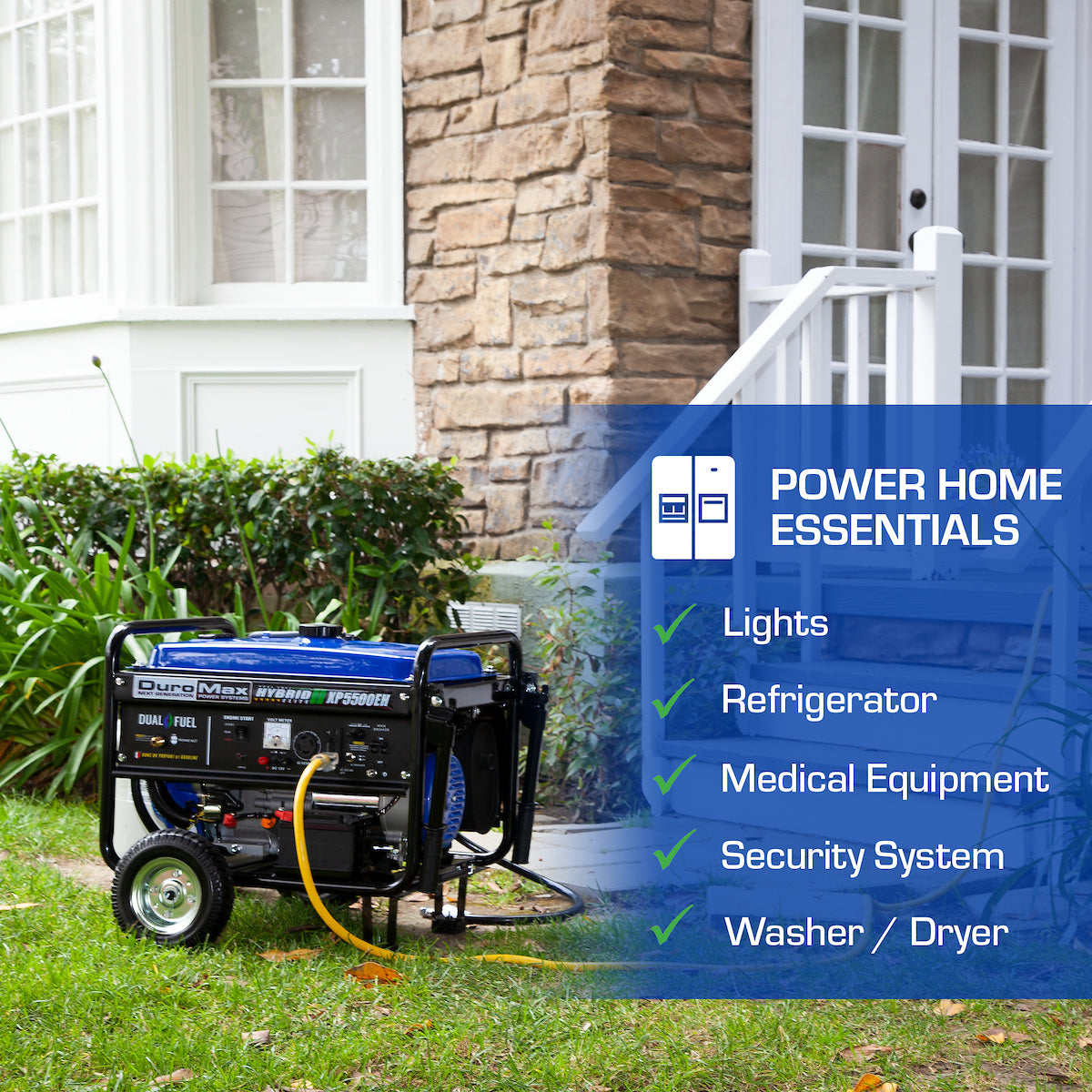 DuroMax XP5500EH 5,500 Watt Portable Dual Fuel Gas Propane Powered Generator