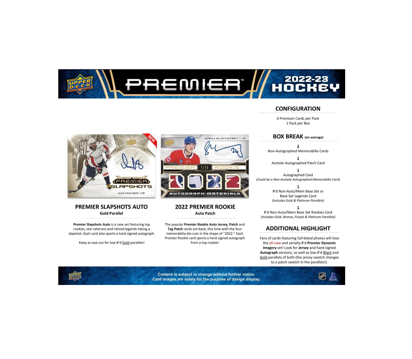 2022-23 Upper Deck Premier Hockey Hobby 10-Box Case