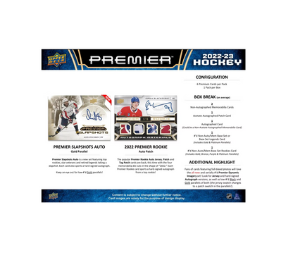 2022-23 Upper Deck Premier Hockey Hobby 10-Box Case