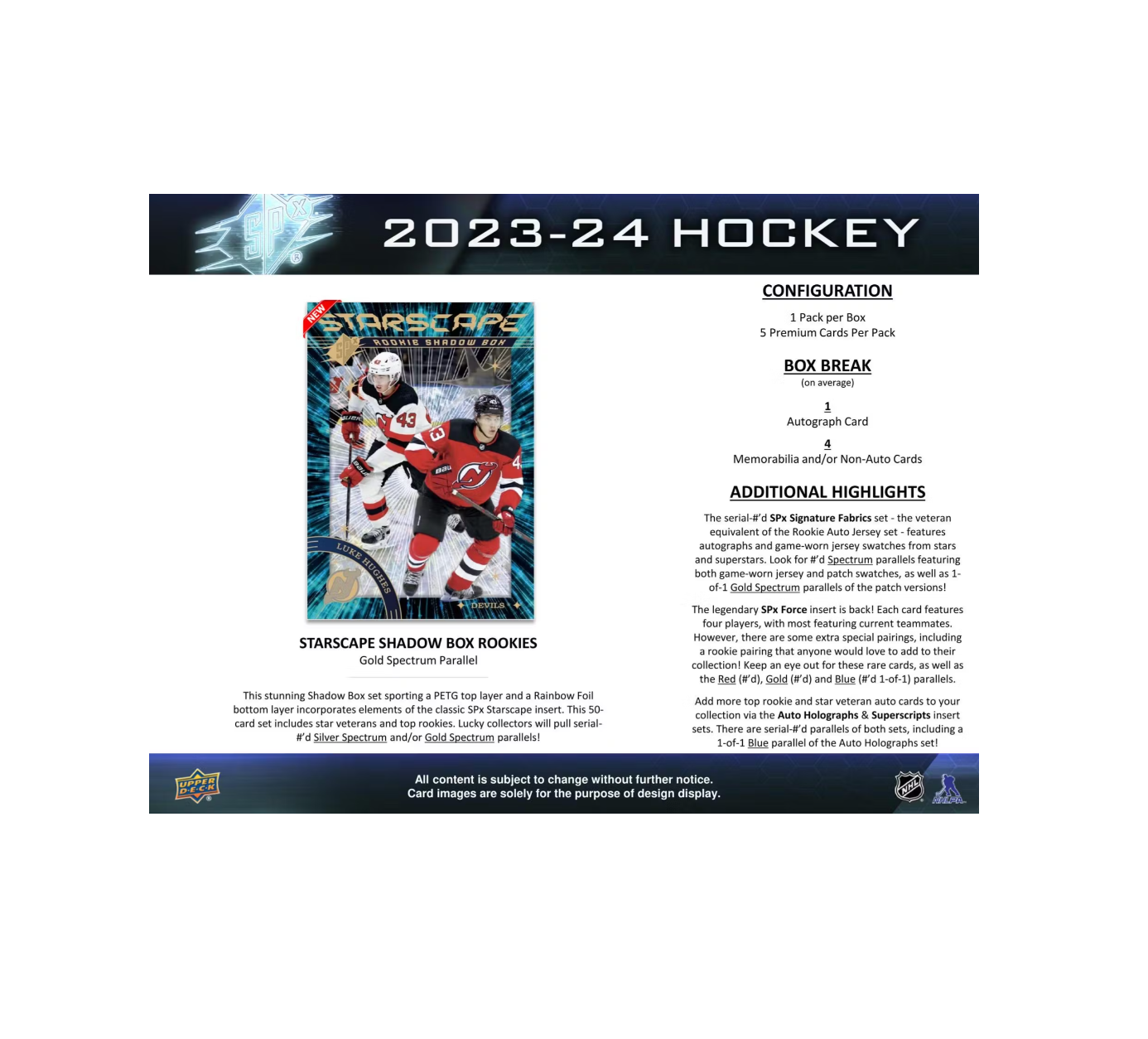 2023-24 Upper Deck SPx Hockey Hobby Box